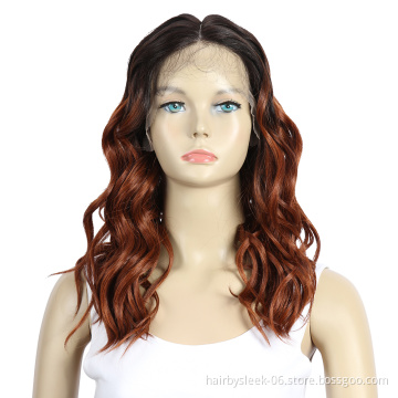 Rebecca fashion 18 inches competitive price Middle Part Lace Front Deep Loose Wave Wig Heat Resistant Fiber Synthetic Hair Wigs